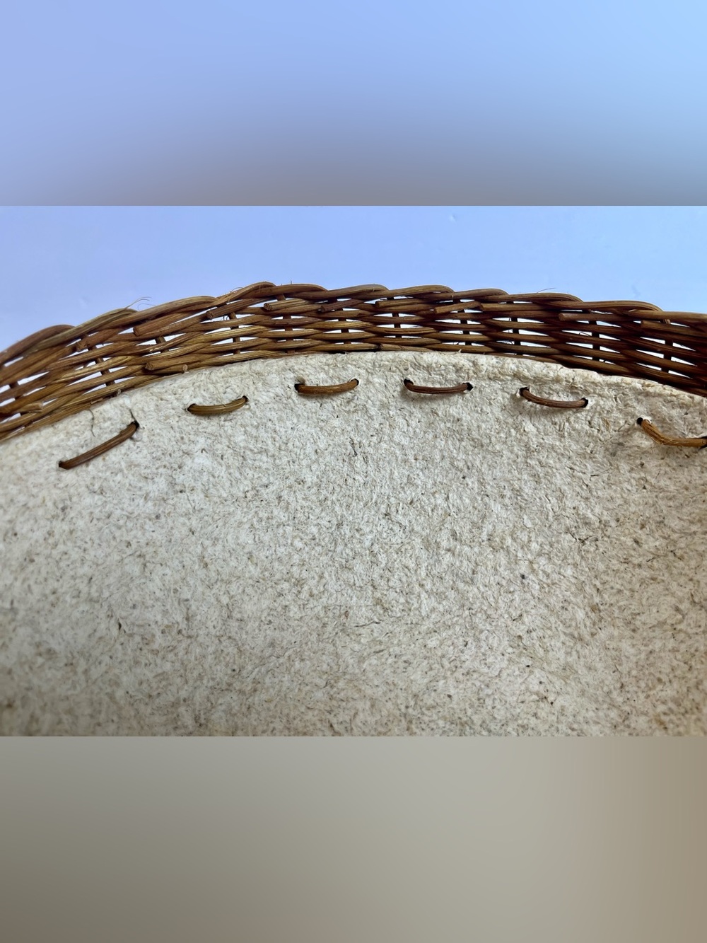 Decorative Handmade Paper (Mache) Bowl with Wicker Rim NWOT - Picture 3 of 8